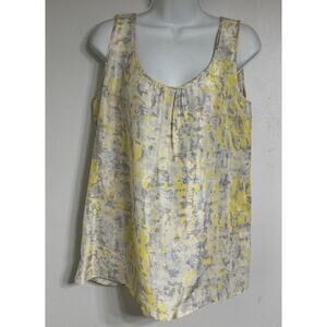 Cabi 100% Silk Tank Women’s Size Medium Blouse Whisperwood Yellow Floral